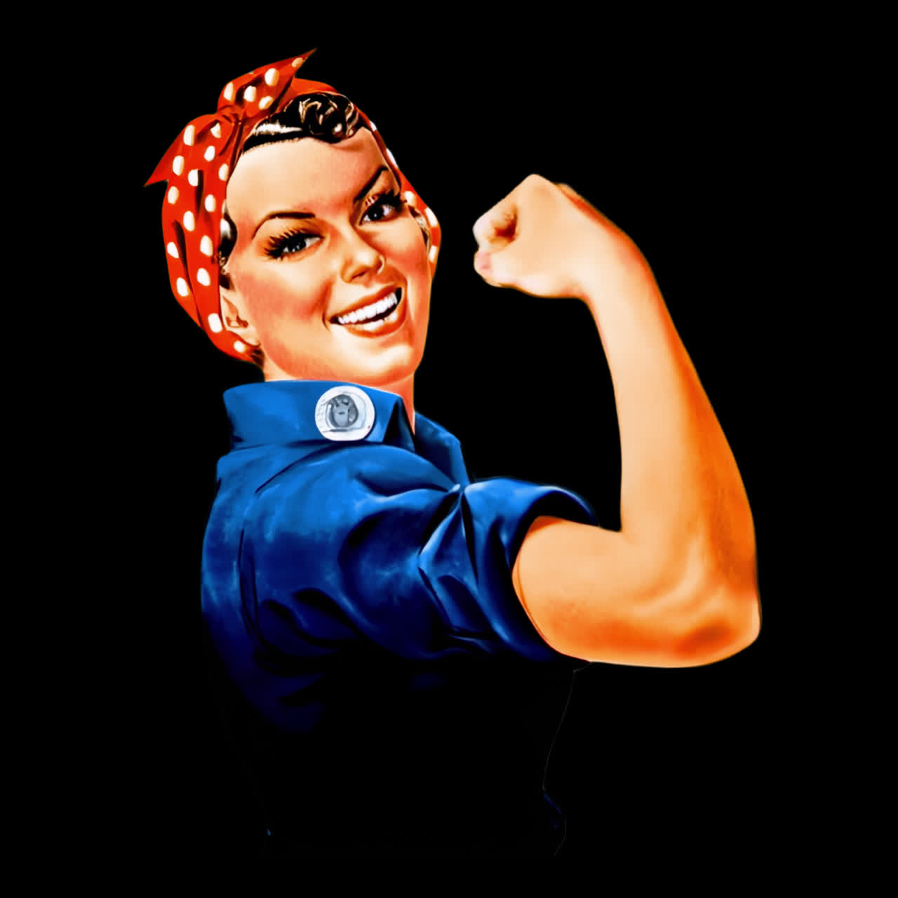 Illustrazione iconica di Rosie the Riveter con animazione del bicipite flesso.