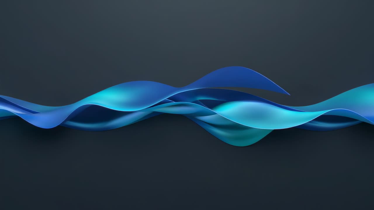 Loop starting, layered ribbon shifting for loop wave on dark gray gradient backdrop with soft sheen