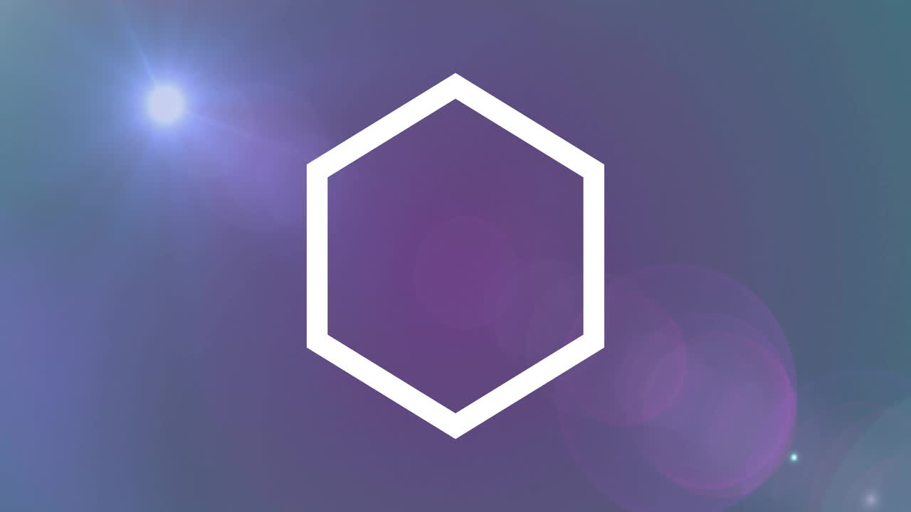 animación de formas blancas sobre manchas de luz de colores sobre fondo negro