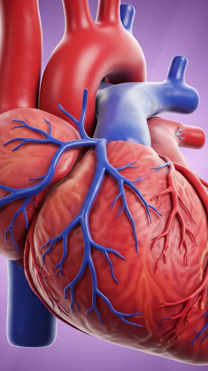 A Detailed View of a Human Heart and Its Complex Blood Vessel Network, Demonstrating the Intricate Anatomy of the Cardiovascular System and Its Functionality.
