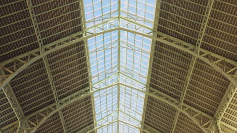 Roof-of-Colón-Market,-Historic-landmark-in-Valencia,-Spain