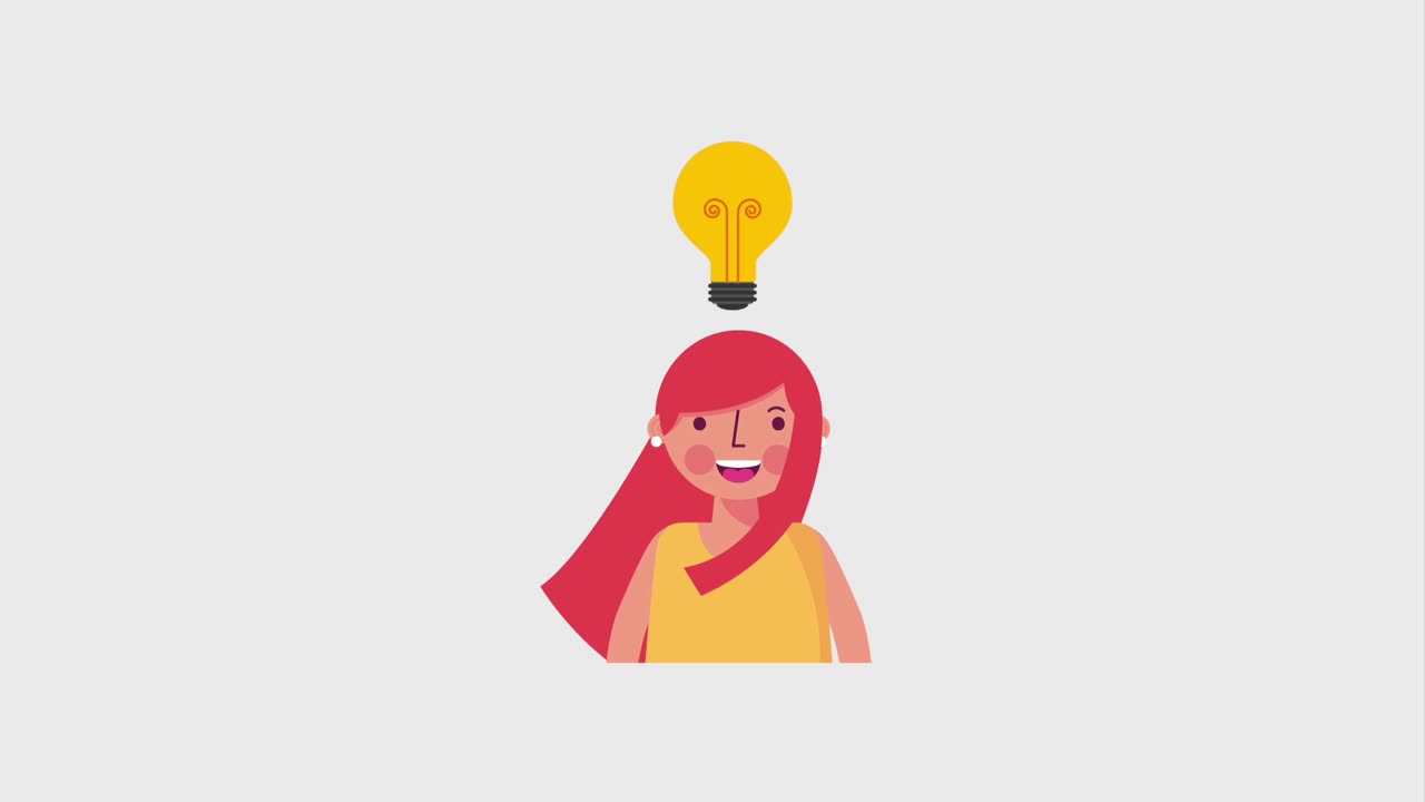 portrait smiling woman bulb idea creativity