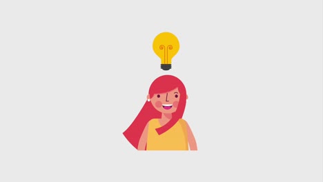 retrato de una mujer sonriente bulbo idea creatividad