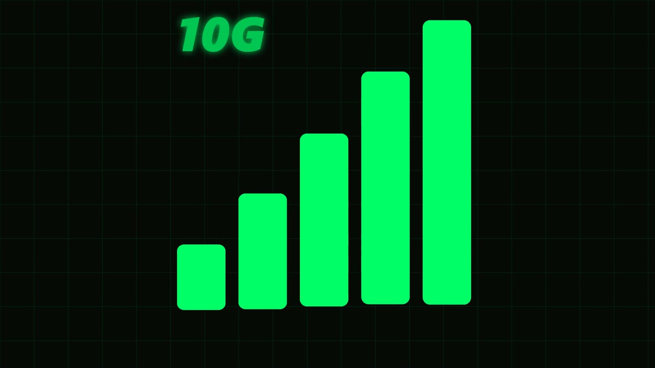 Digital Signal Strength Meter Displaying 10G Connection