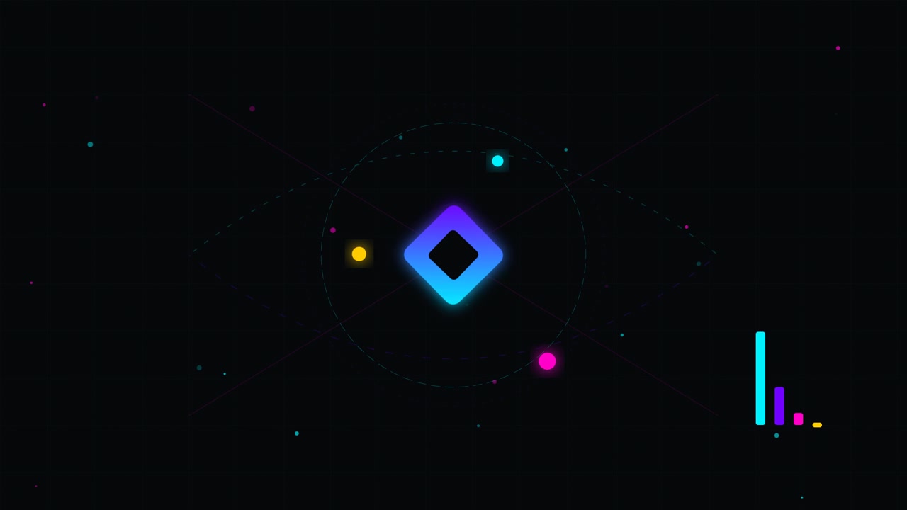 Abstract Motion Graphics with Rotating Geometric Shapes and Data Visualization