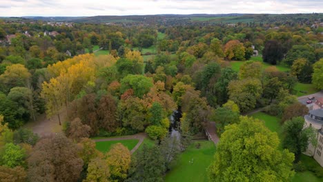 square of democracy magic aerial top view flight weimar old town cultural city thuringia germany fall 23