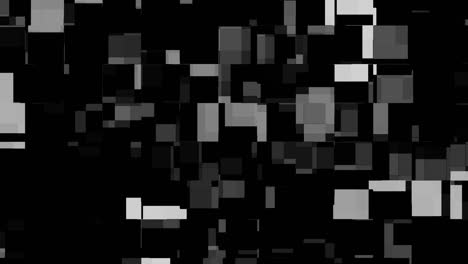 bloques cuadrados en movimiento, animación de la transformación de la superficie de fondo negro a blanco, bloques abstractos de fondo, miles de bloques moviéndose en un cuadrado, formas cuadradas que causan fatiga visual.