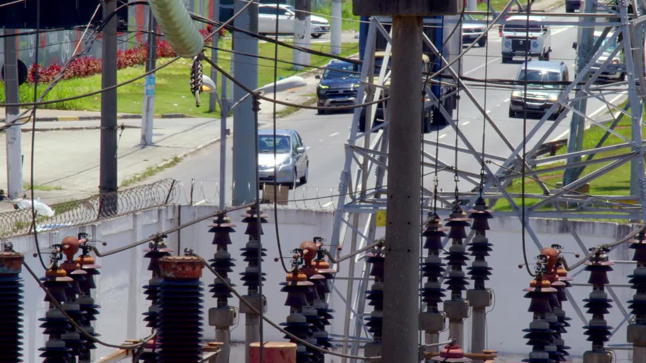 Electrical Substation and City Traffic