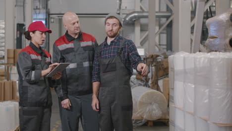 workers of polyethylene factory