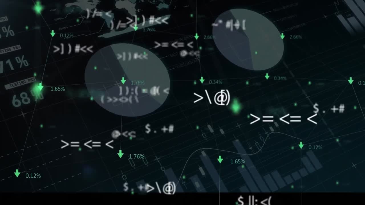 animación del procesamiento de datos con estadísticas