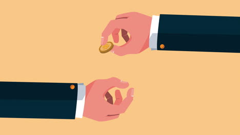 business hands paying coins animation