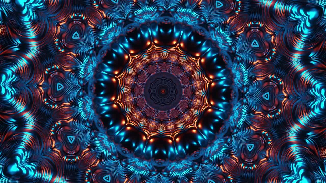 diseño de animación colorido con fondo rojo y azul. ciclo de kaleidoscopio vj