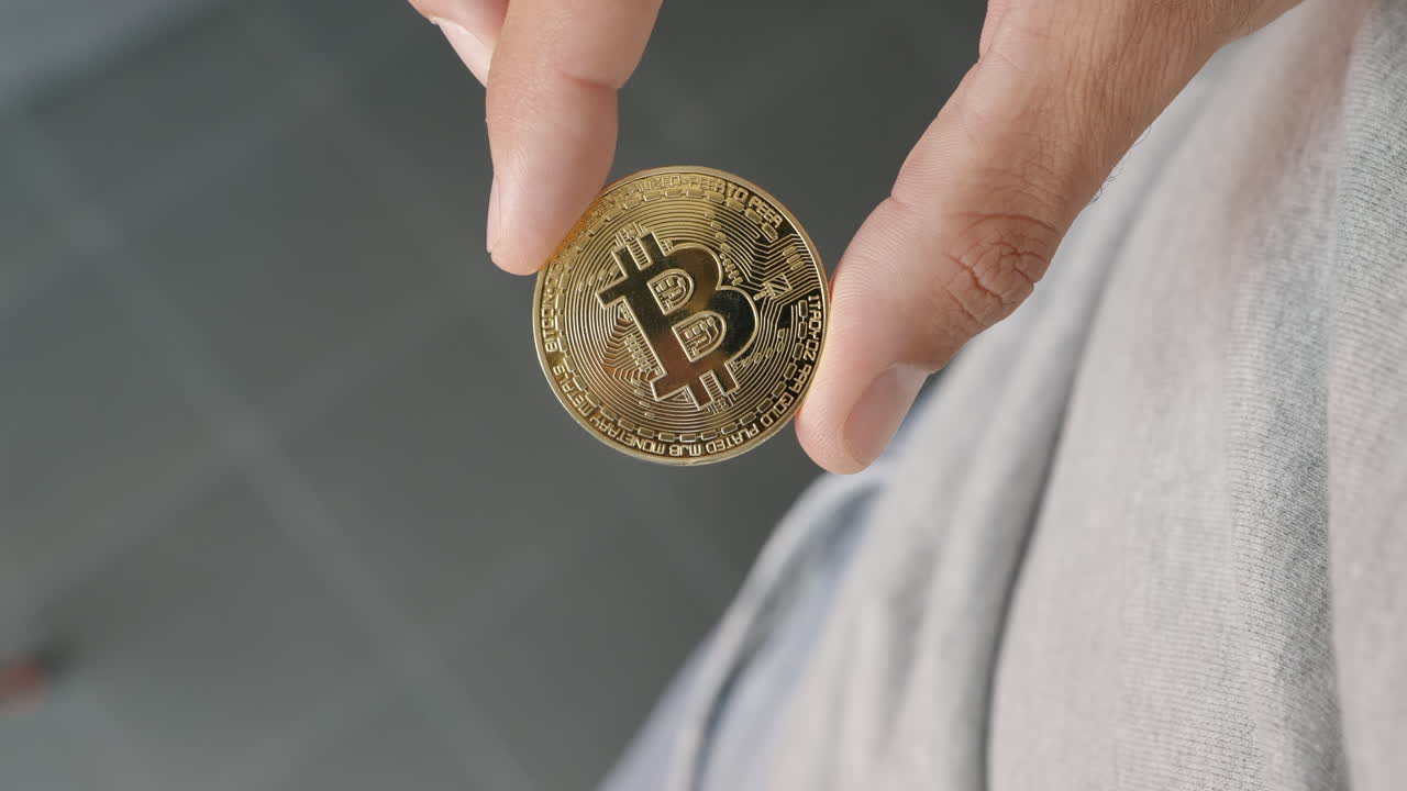 bitcoin dorado que se mira y luego se pone