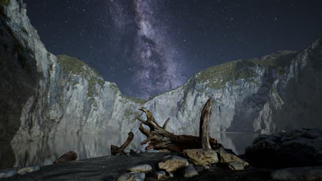 hyperlapse-of-night-starry-sky-with-mountain-and-ocean-beach-in-Lofoten-Norway