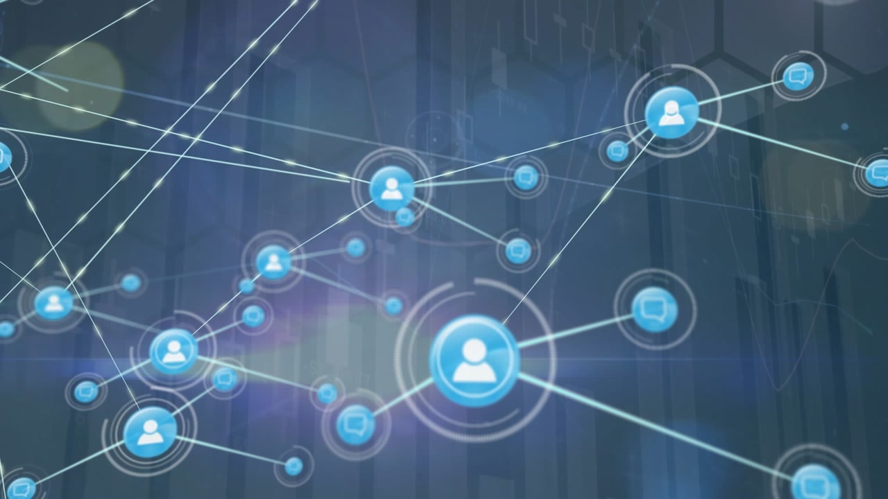 Animation of network of connections over data processing