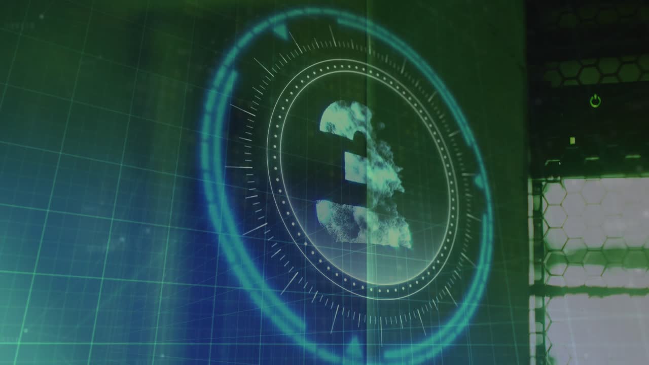 animación del símbolo de la libra inglesa en el bloqueo giratorio de la caja fuerte sobre el procesamiento de datos