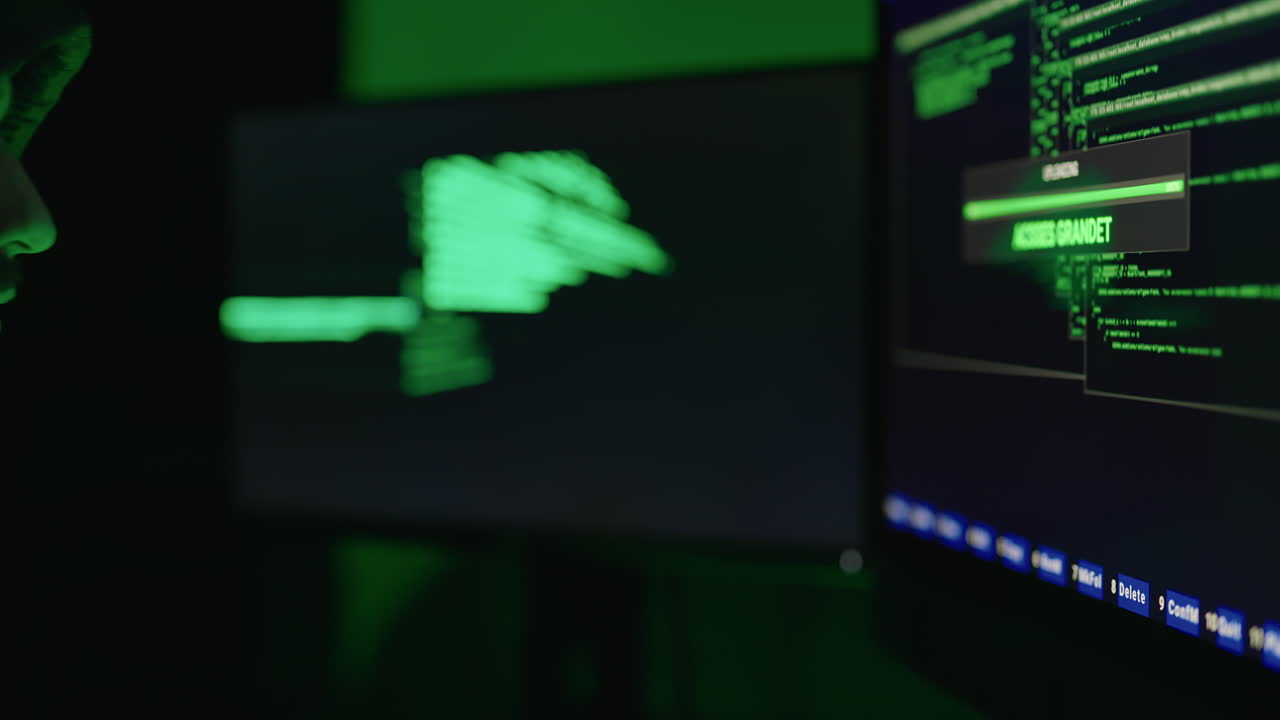 Hacker coding in the dark