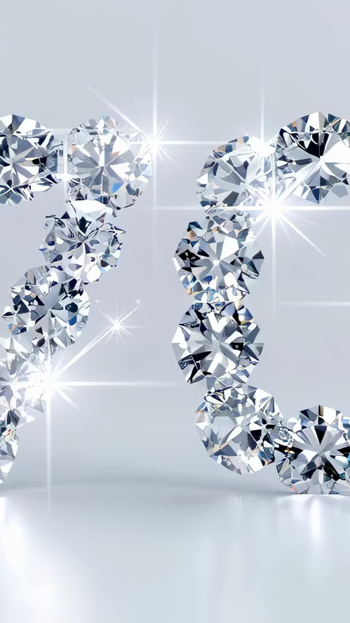 Vertical video: Camera panning two curved diamond loops in studio, making sparkles for product