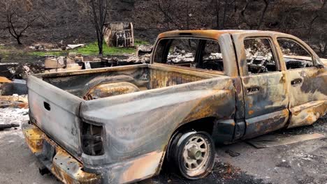 a burnt out truck from a fire in phoenix, oregon