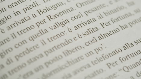 close-up of italian text on a book page