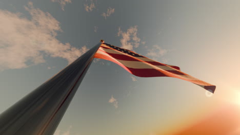 memorial day in america the flag is waving at sunset in the sky
