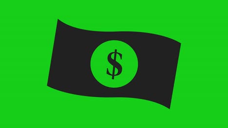 black bills icon dollars on green screen, alpha channel 5 animations