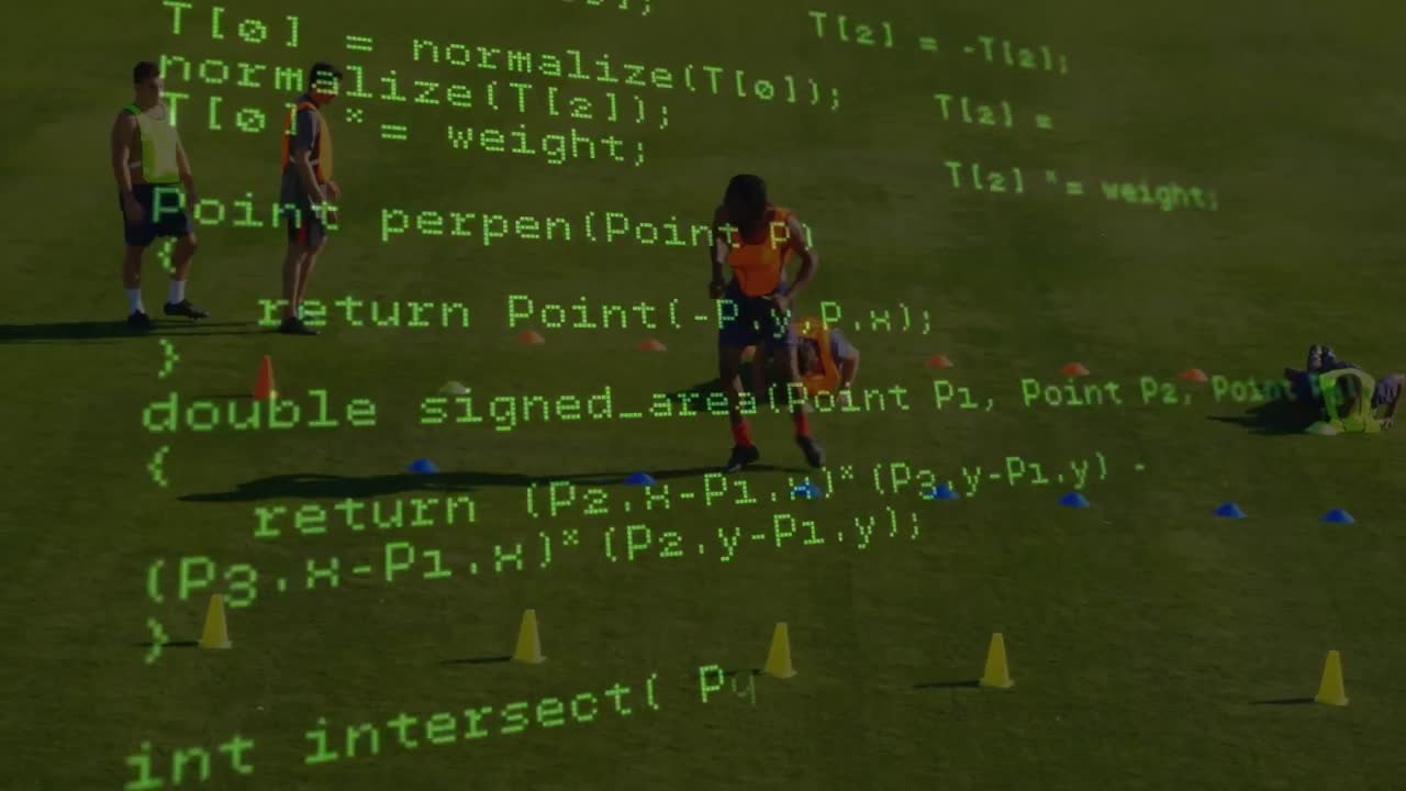 Animation of data processing over football players