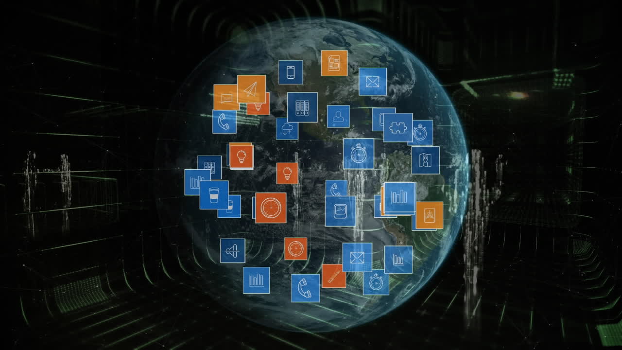 iconos de aplicaciones digitales y globo