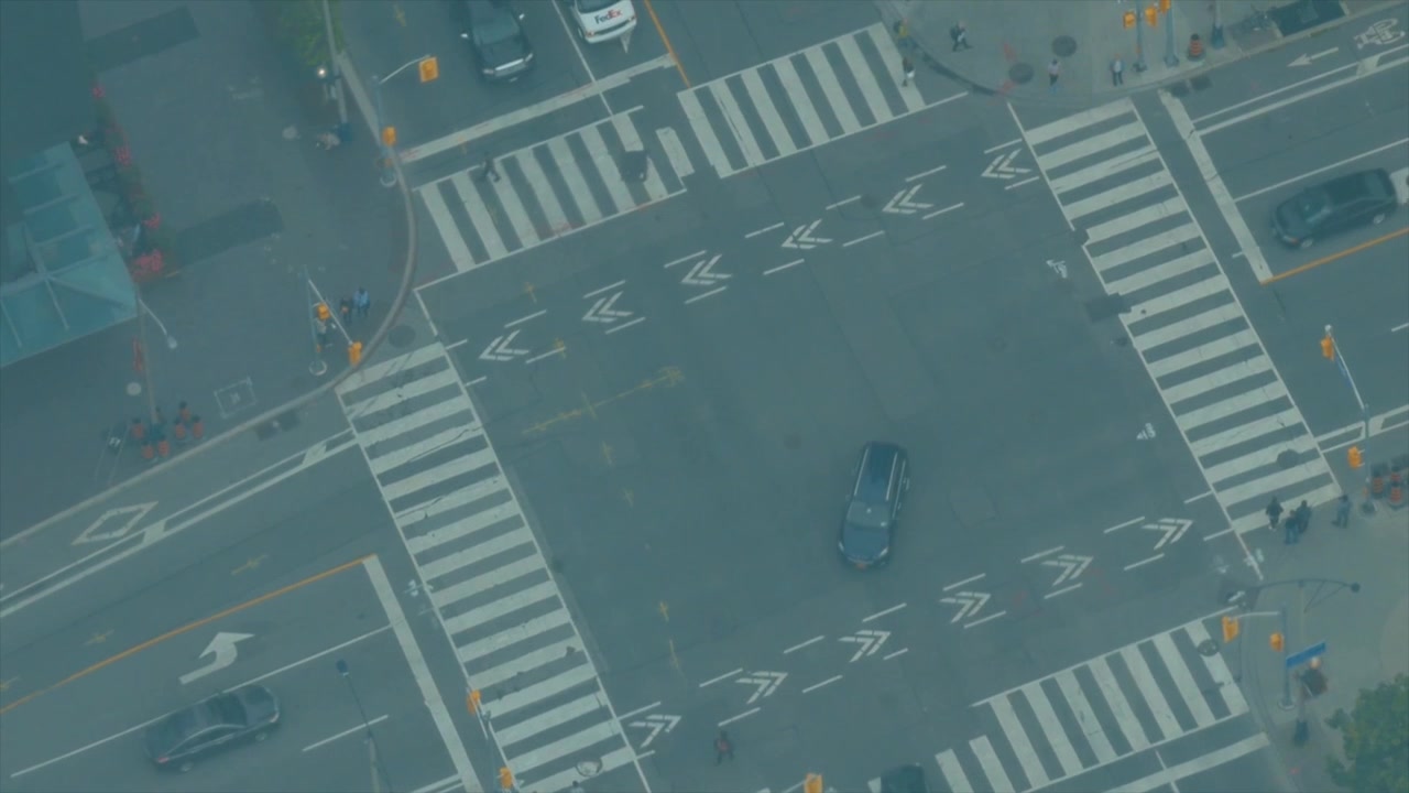 View of an Intersection in a city from Above.