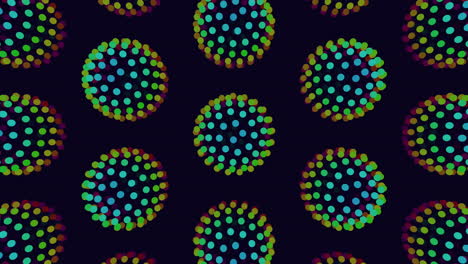 neon futuristic sphere pattern with rainbow dots on dark gradient