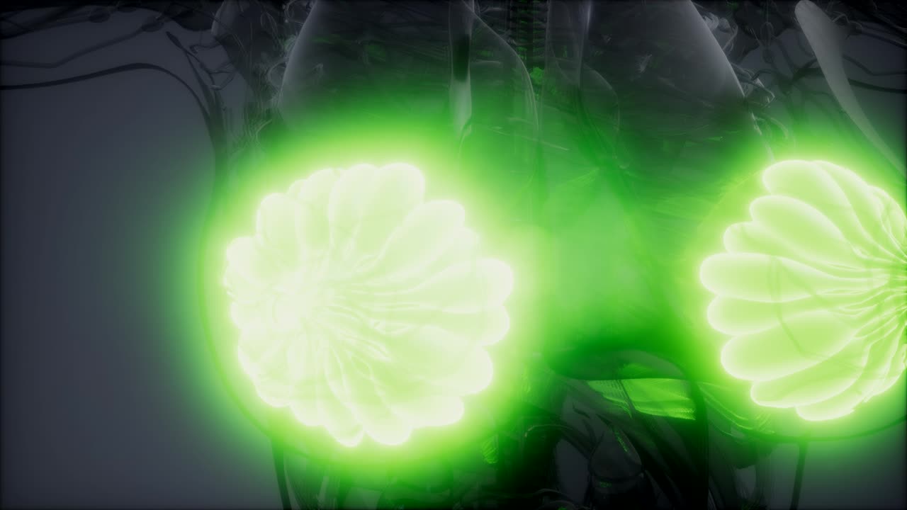 ilustración médicamente precisa de las glándulas mamarias de una mujer obesa