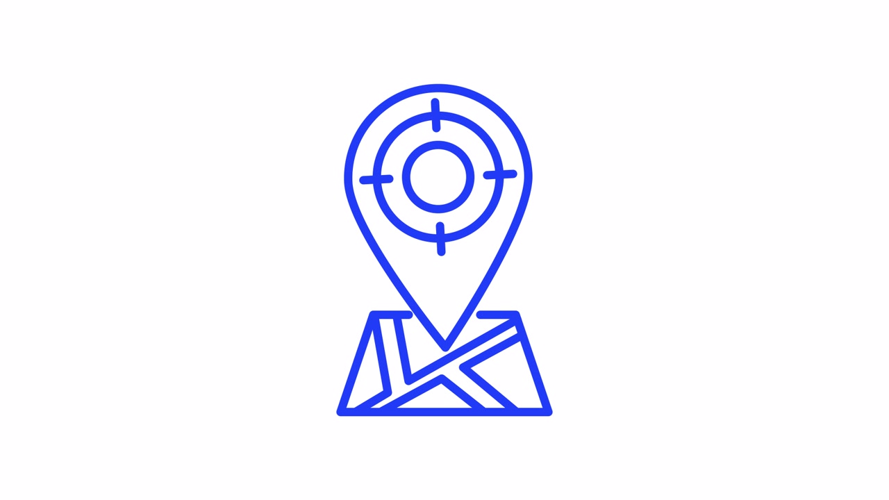 Animated Map Pin with Target Icon Revealing Location