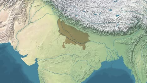 Ampliar-El-Mapa-Satelital-Animado-Del-Estado-De-Uttar-Pradesh-O-Provincia-De-La-India-Con-área-Reveladora
