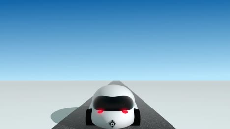auto futurista animado en 3d en el bucle de la carretera - atrás