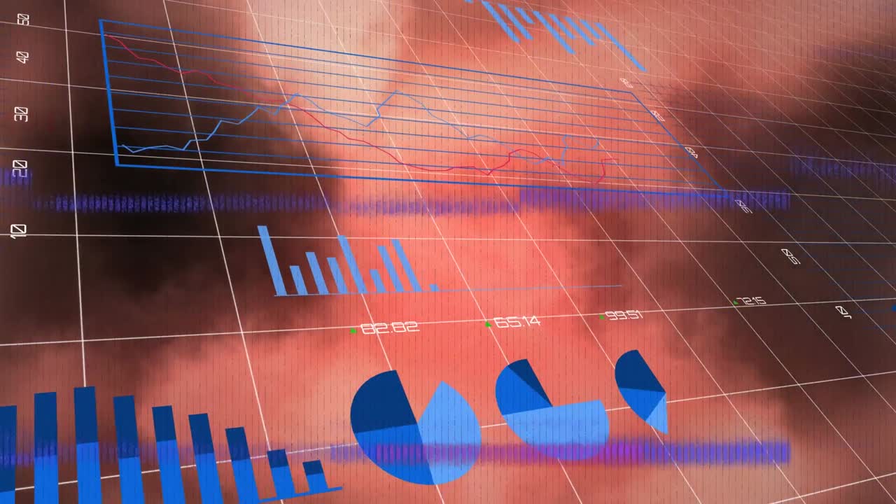 animación del procesamiento de datos financieros sobre un fondo oscuro