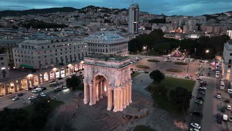 aerial view of genoa, italy at night