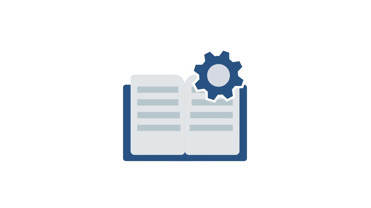 Animated Icon of a Book with a Rotating Gear