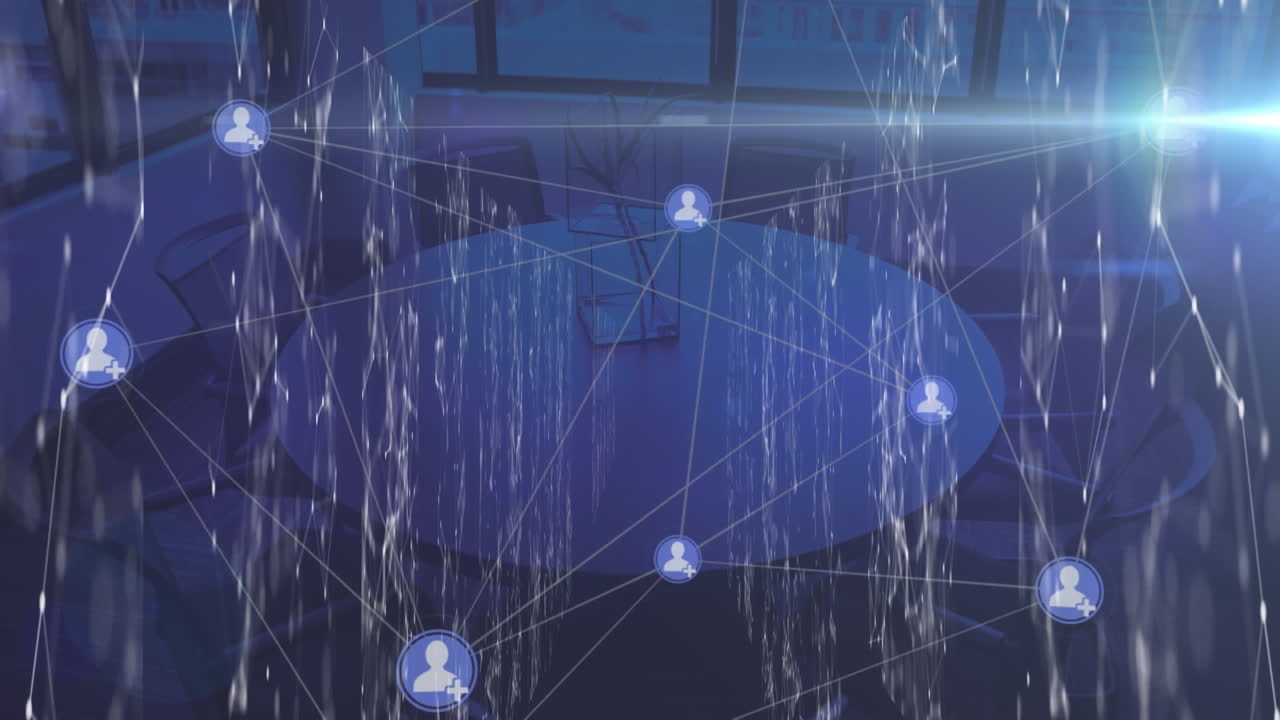 Animation of network of connections over office