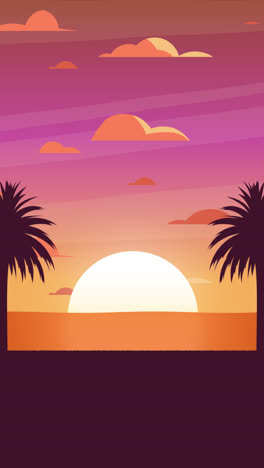 an animation of a tropical summer background at sunset