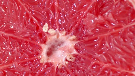 slice of ripe red grapefruit rotates slowly.