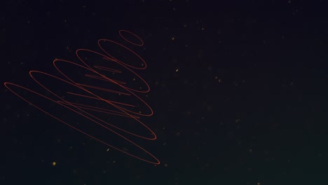 líneas espirales rojas abstractas en el espacio con brillos de mosca