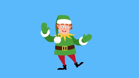cartoon little santa helper flat character  rejoice dance christmas animation. includes luma matte