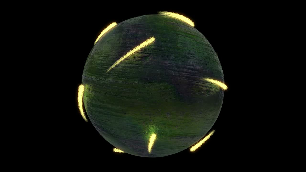 알파 채널을 가진 미래의 공, 구를 중심으로 움직이는 네온 입자, 원활한 패턴.