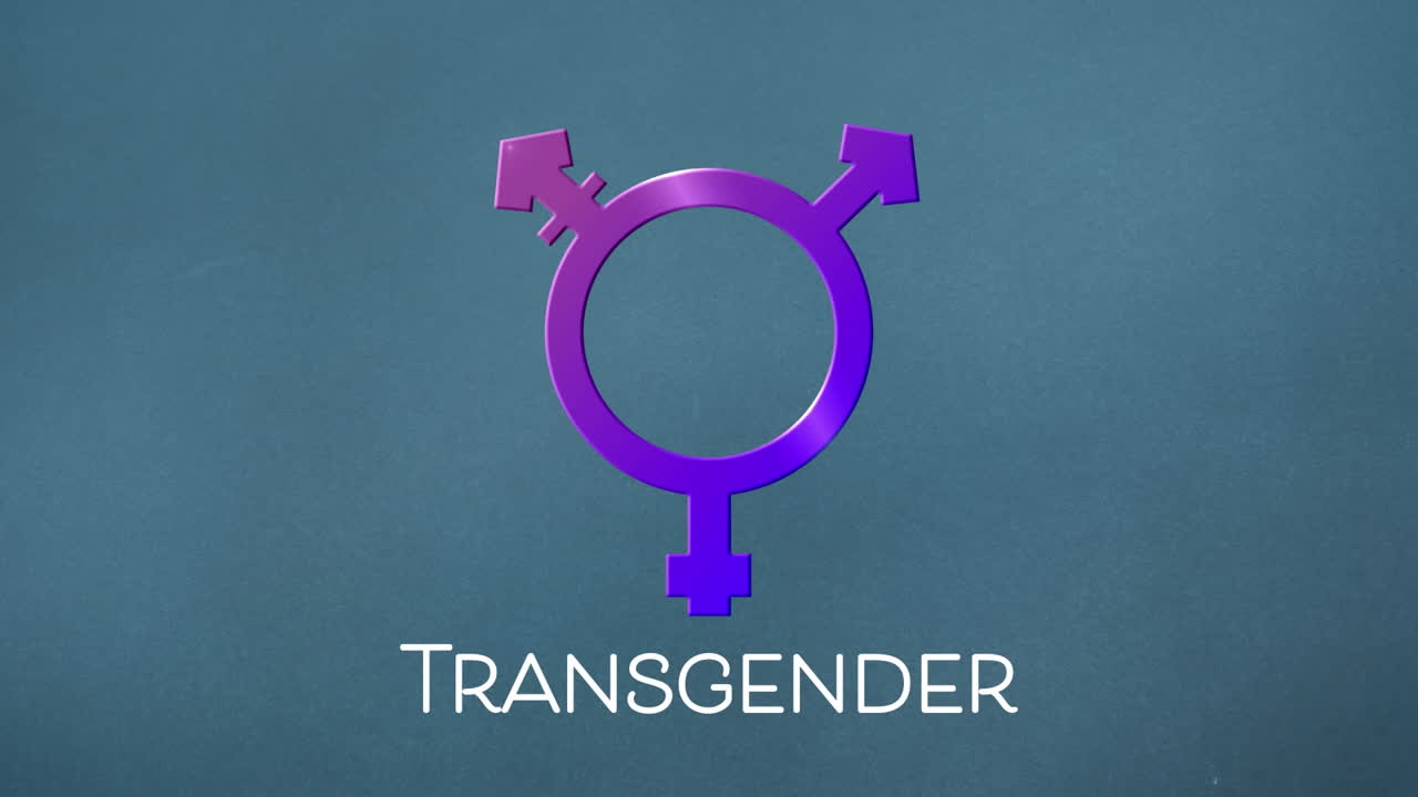 animación del símbolo transexual púrpura sobre fondo rosa