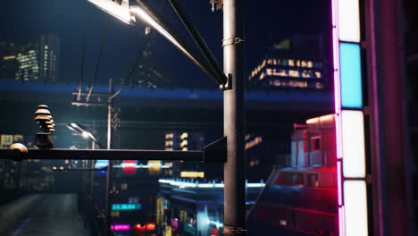 night scene of japan city with neon lights