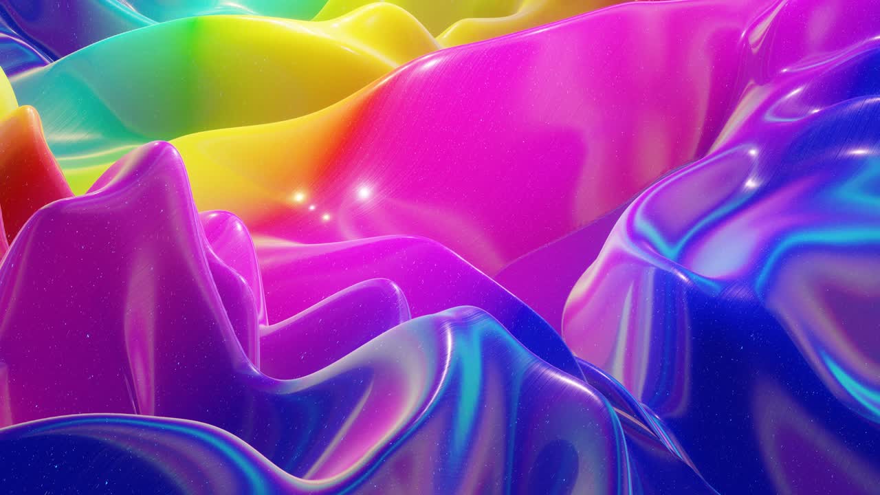 4k에서 루프 된 축제 액체 bg, 밝은 반이는 표면에 추상적인 파동 패턴, 액체 그라디언트 무지개 색상, 부드러운 애니메이션에서 페인트 액체에 파동, 점성 3d 액체에 반이는 크리에이티브 배드 드로