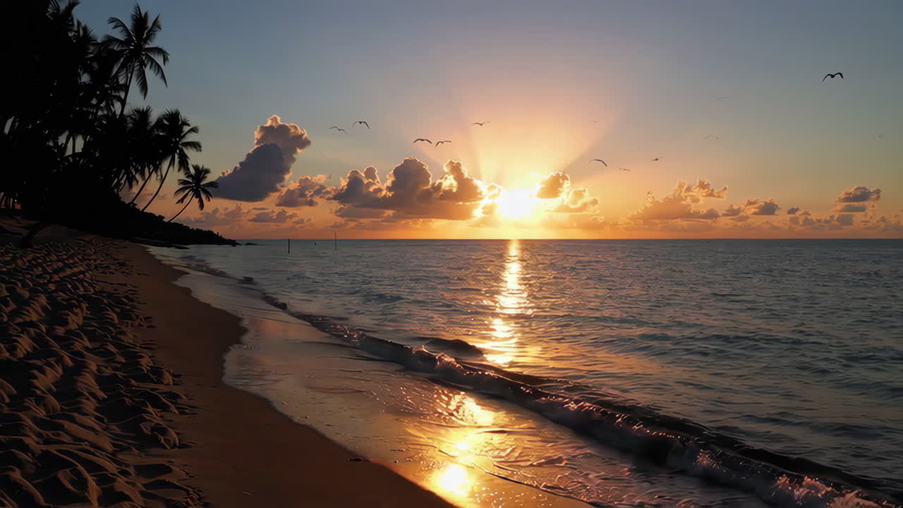 Amanecer en una playa tropical