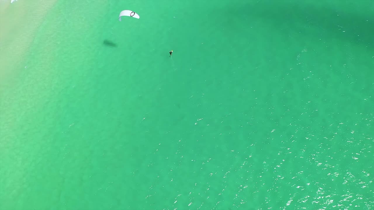 Aerial view of a person doing Kiteboarding in Anna Maria island in Florida