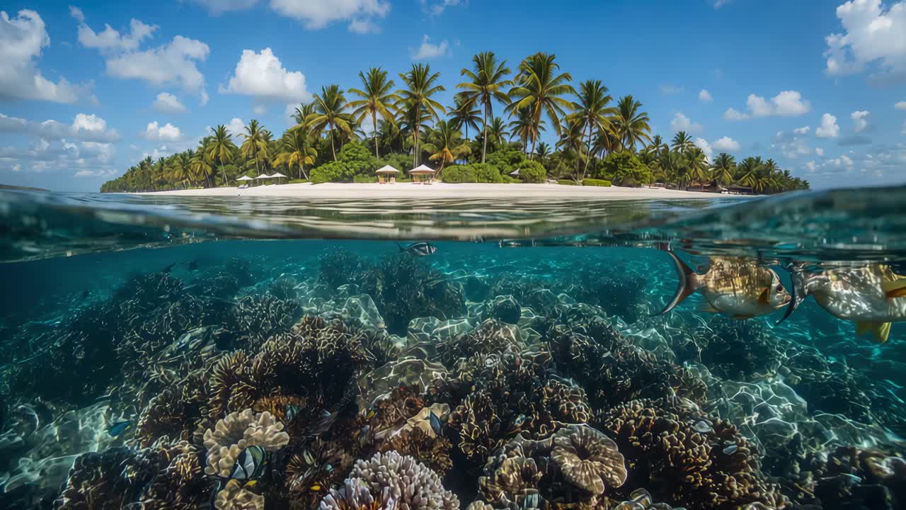 Tropical Island Paradise with Coral Reef