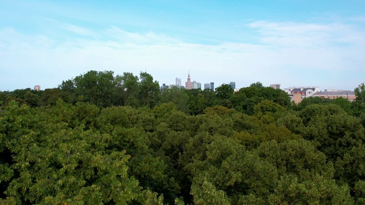 Impresionante vista aérea del moderno paisaje urbano de Varsovia con rascacielos